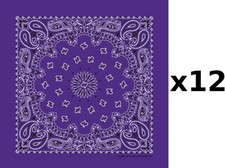 100 Cotton Made in USA Bandanna Purple DOZEN Paisley 22"x22" Hav-A-Hank