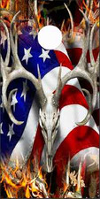 American Deer Oblit Buck Blaze Camo LAMINATED Cornhole Wrap Bag Toss Skin Decal