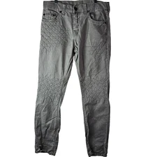 True Religion Dean Geo Quilted Gray Chino Straight Leg Jeans Pants Size 32 Taper