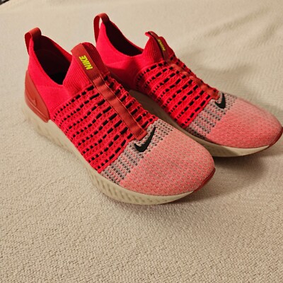 Nike Shoes Mens 10.5 React Phantom Run Flyknit 2 Red Running Sneaker DV2145-600