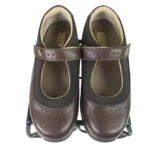 Drew Rose Brown Combo Mary Jane Wide Width Comfort Flats Womens Size 6.5W EUC
