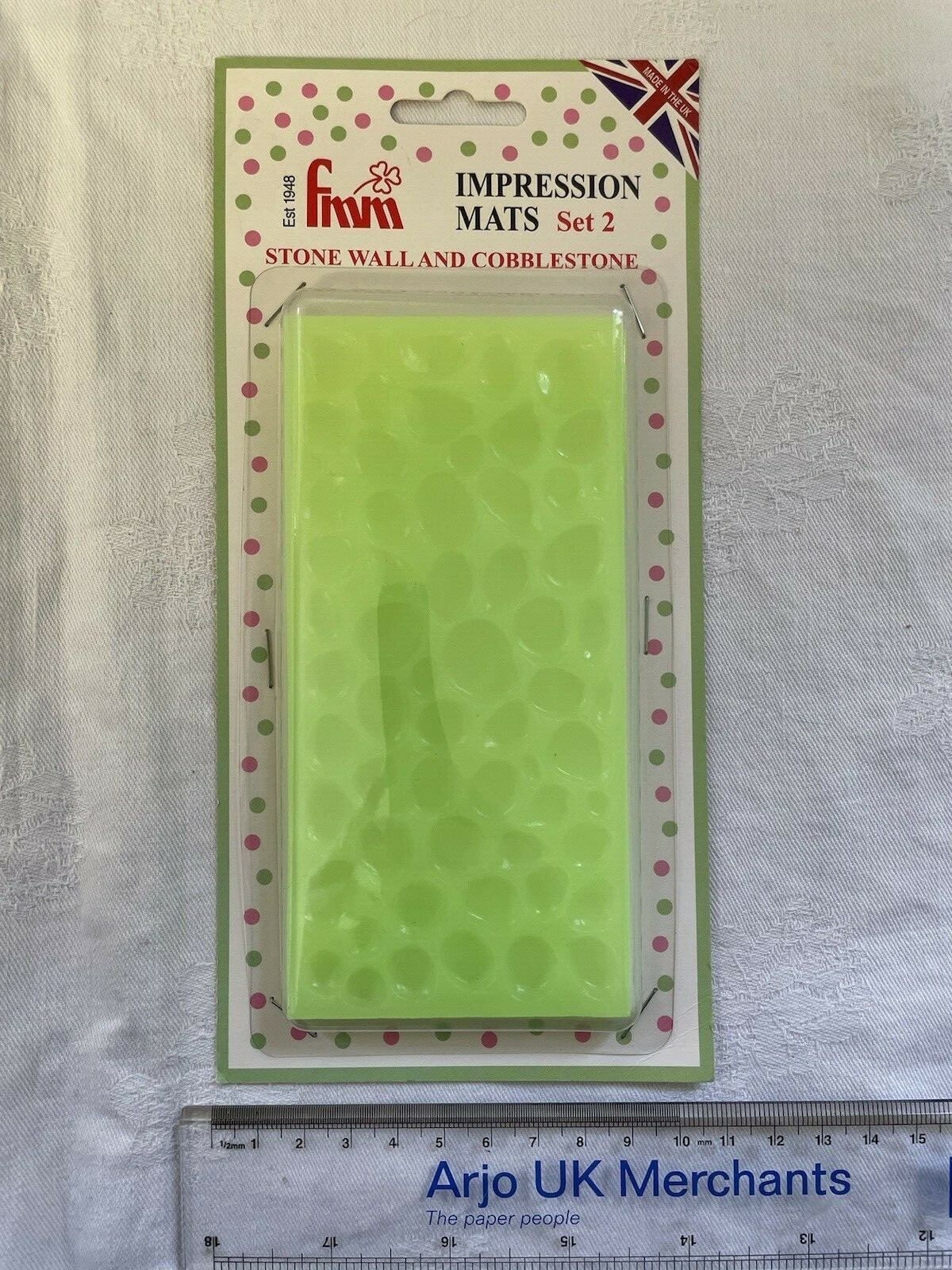 FMM+Fondant+Impression+Mat+Set+2+Cobble+Stone+Wall+Icing+Emboss+Cake+Sugarcraft for sale online