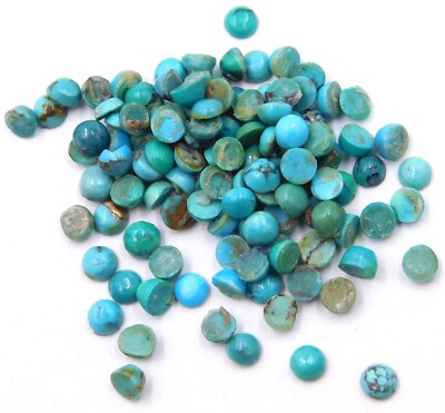 3 MM Natural Tibbati Turquoise Round Cab Lot Loose Gemstone For jewelry P-3206