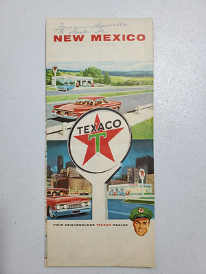 1964 TEXACO Road Map NEW MEXICO Route 66 Albuquerque Santa Fe Lincoln Nat Forest