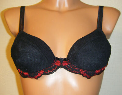 Simone Perele Allumette BH gepolstert Gr.34A Plunge Balconett schwarz rot Spitze 3458