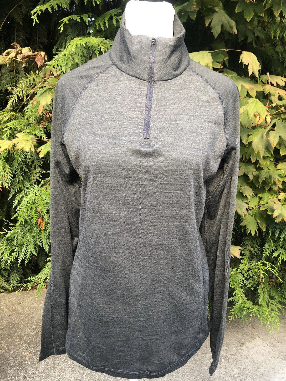 New Women's SN Super Natural Large Gray 1/4 Zip Merino Pullover Base layer
