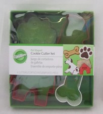 Wilton Cookie Cutters Metal Set of 4 Dog Pet Bone Paw House Puppy 2308-1910