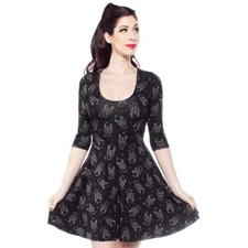 Sourpuss Scorpion 3/4 Sleeve Skater Dress Alternative Womens Clothing