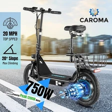 Adult Electric Scooter With Seat 750W 30 Miles Range Commuter Folding E-Scooter