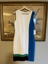 New With Tags Calvin Klein White Multi Color Sheath Dress Size 6