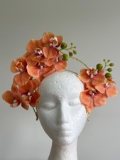 Orange orchid halo fascinator New design 