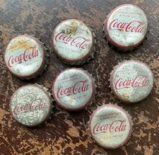 Vintage 1940-1950s Coca-Cola 7 Bottle Caps with Cork Lined