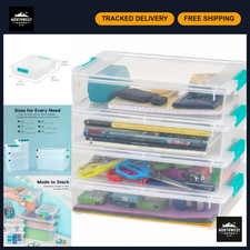 Clear Storage Bins with Lids - 6 Qt (4-Pack) - Durable, Stackable, Made in USA