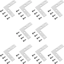 20Pcs Flat L Shape Bracket Flat Corner Brace Shelves,38X38Mm Right Angle Corner 