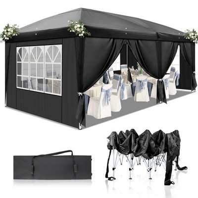 Faltpavillon 3x6m Wasserdicht Stabil Partyzelt Gartenzelt Popup Pavillon Schwarz