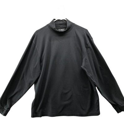L.L. Bean Interlock Mock Neck Long Sleeve T-Shirt Mens L Black Traditional Fit