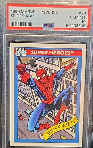 1990 Marvel Universe Spider-Man #29 PSA 10 Gem Mint Card Cert 101103605