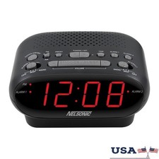 Digital AM FM Radio Clock Dual Alarm Sleep Function Battery Backup 10 Presets US