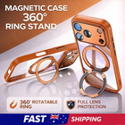 For iPhone 17 Pro Max Air 16 Clear Case Shockproof Magnetic Ring Stand Cover