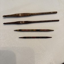 Wooden Crochet Hooks Solid Dark Wood And Caspian Wood Green Lot Of 8