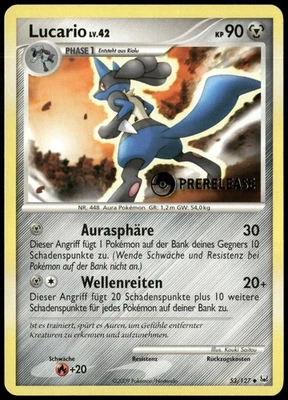 Pokemon Lucario Holo Prerelease Stamp Platin 53/127 Deutsch NM - Bild 1 von 2
