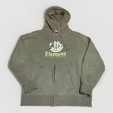 Element Skateboards Mens Olive Green Full Zip Hoodie Logo Graphic Medium M603ICH