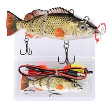 Robotic Swimming Fishing Electric Lures 5.12" USB Rechargeable LED Light Wobb...
