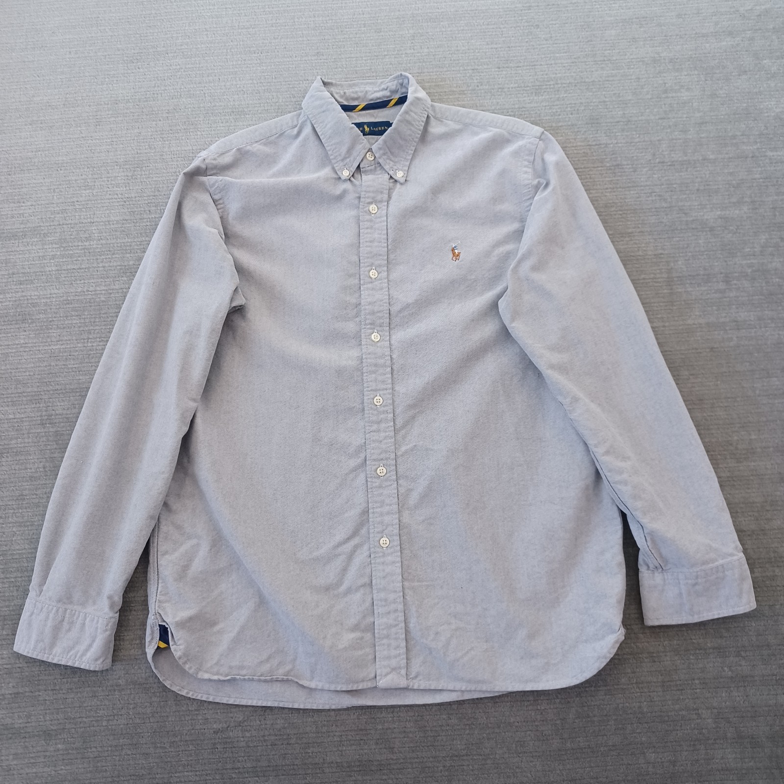 Polo Ralph Lauren Oxford Shirt Mens L Gray Button Down Textured Preppy Academic