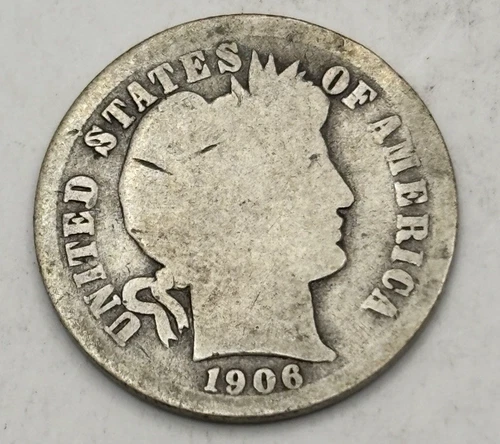 1906-O Barber Dime Old US Silver Coin New Orleans Mint 90% Silver