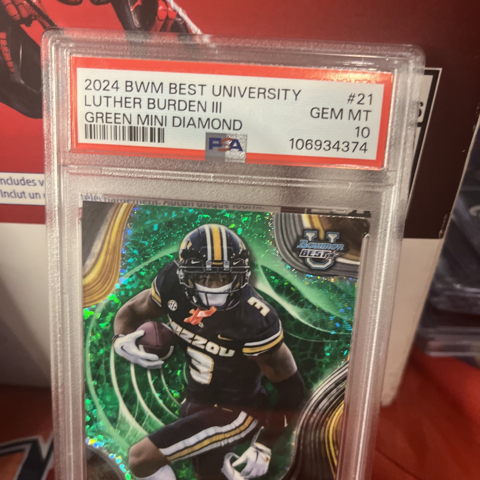 2024 Bowman's Best University - Luther Burden #21 Green Mini-Diamond /99 (RC)