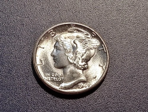 Gem BU FSB 1945-D Mercury Dime