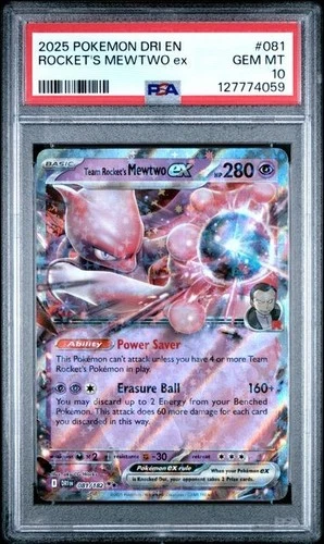 2025 ROCKET'S MEWTWO EX #081 POKEMON DESTINED RIVALS PSA 10 GEM MINT