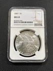 1887 Morgan Silver Dollar NGC MS63 Blast White Strong Eye Appeal Frosty Luster