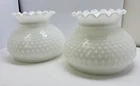 VINTAGE SET Pair HOBNAIL MILK GLASS LAMP SHADES FITTERS 6 3/4”