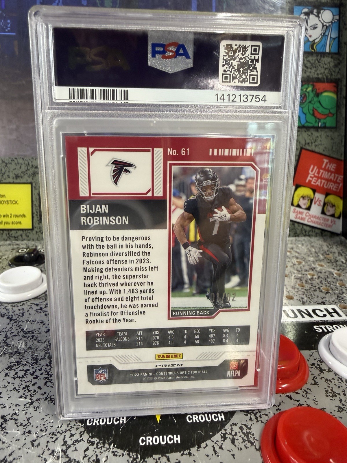 2023 Panini Contenders Optic Bijan Robinson Rookie Ticket Nebula /2 PSA 9 MINT view 10