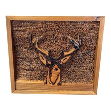 Handcrafted Rustic Wood Deer Wall Art Sculpture 12.5"x14" OOAK