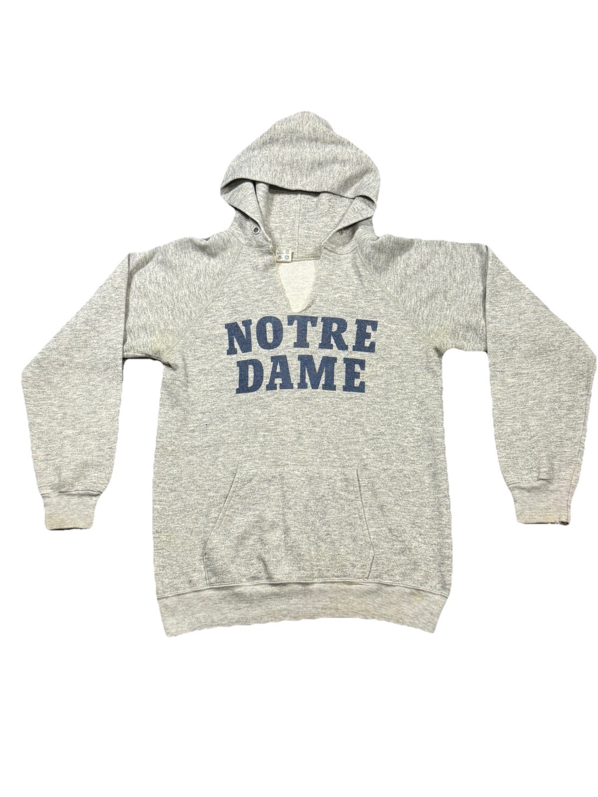 Vintage 1980s Notre Dame University Champion Hoodie Sweatshirt Cut Neck Size M