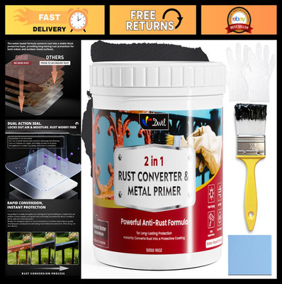 Rust Converter & Metal Paint - 2-in-1 Anti-Rust Coating, No Primer, Black, 16 oz