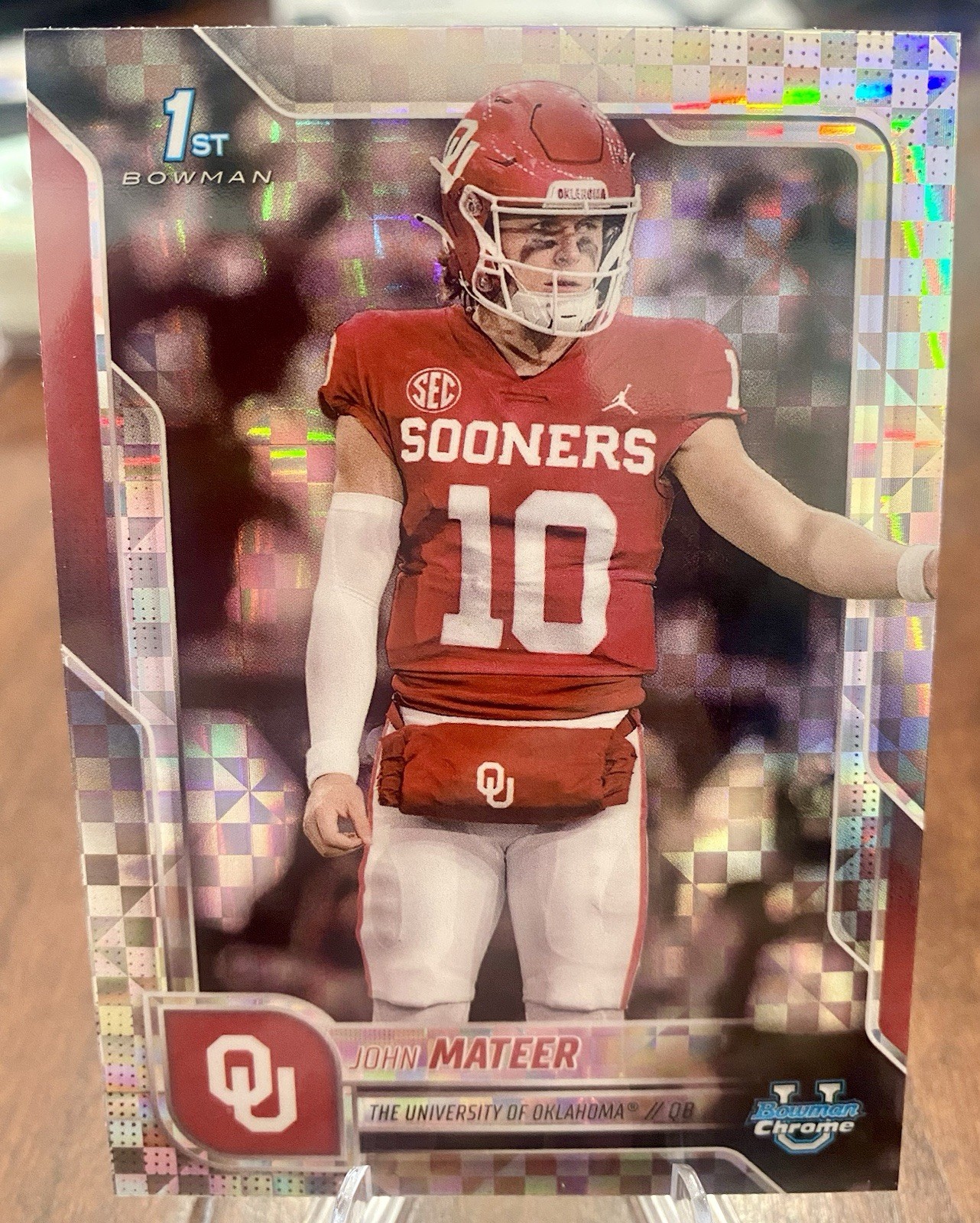 2025 Bowman Chrome University John Mateer 1st X-Fractor Refractor #1 Oklahoma