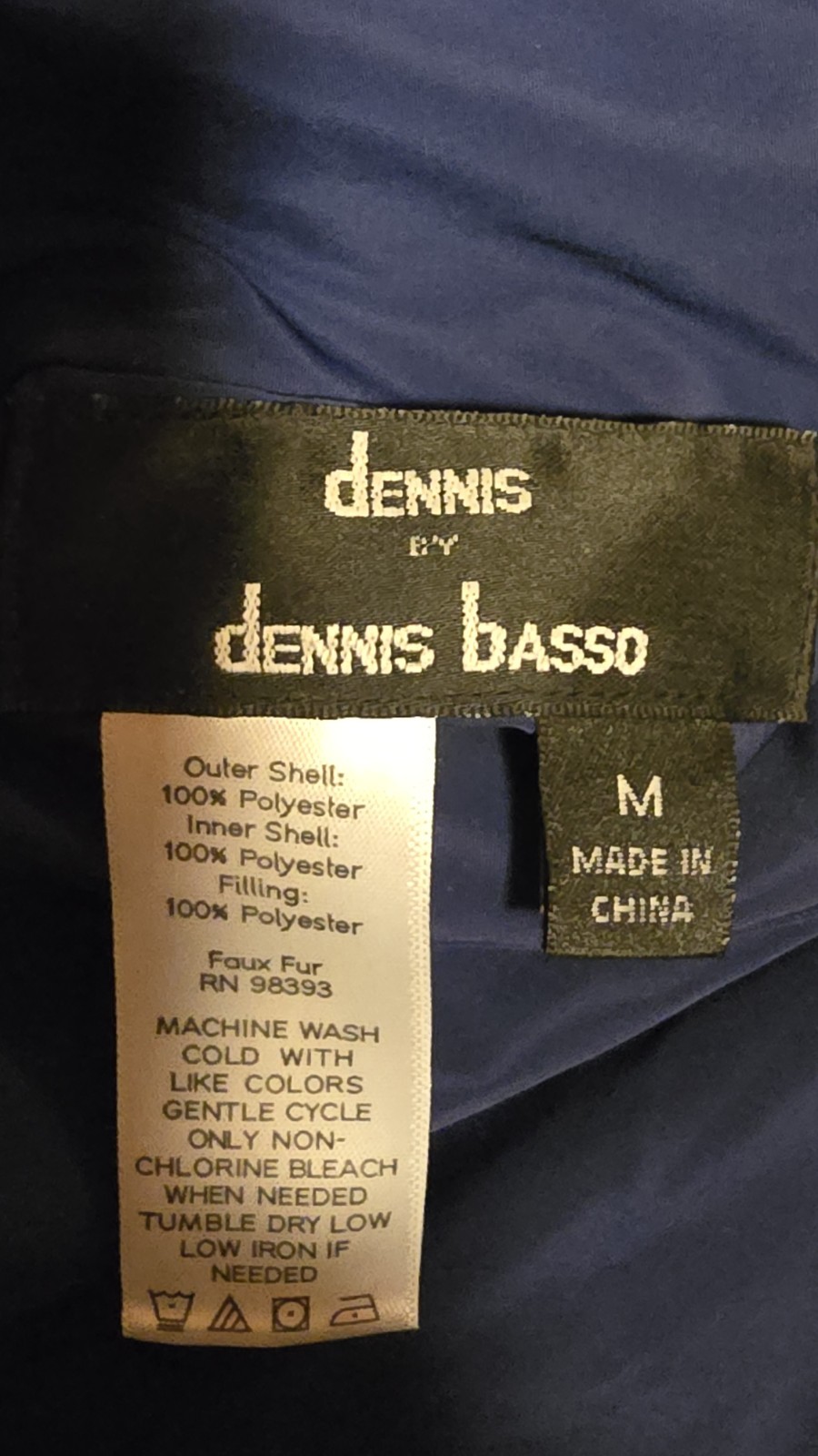 Dennis Basso Blue Faux Fur Jacket Reversible Water Repellent Wind Breaker Sz M-L