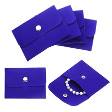6 Pcs Velvet Jewelry Pouches with Snap Button 3x3.9 Inches, Blue