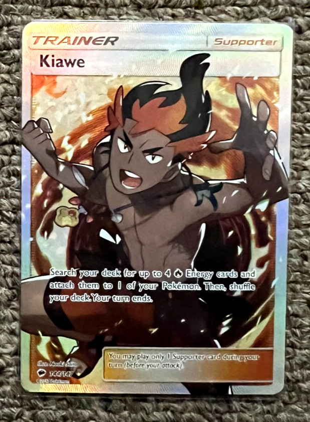 KIAWE TRAINER 144/147 HOLO FULL ART BURNING SHADOWS POKEMON CARD NM