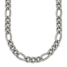 Titanium Polished 7mm 23.75 inch Figaro Chain Necklace 24" 27.45gm