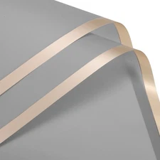 Gold Edge Flower Wrapping Paper Light Grey 22.8"x22.8" Waterproof 10 Pcs