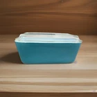 Vintage PYREX Ovenware Refrigerator Dish Turquoise 502B w/Lid 502C - Excellent!