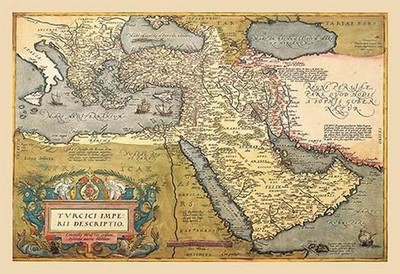 Map of The Middle East Abraham Ortelius Poster Print