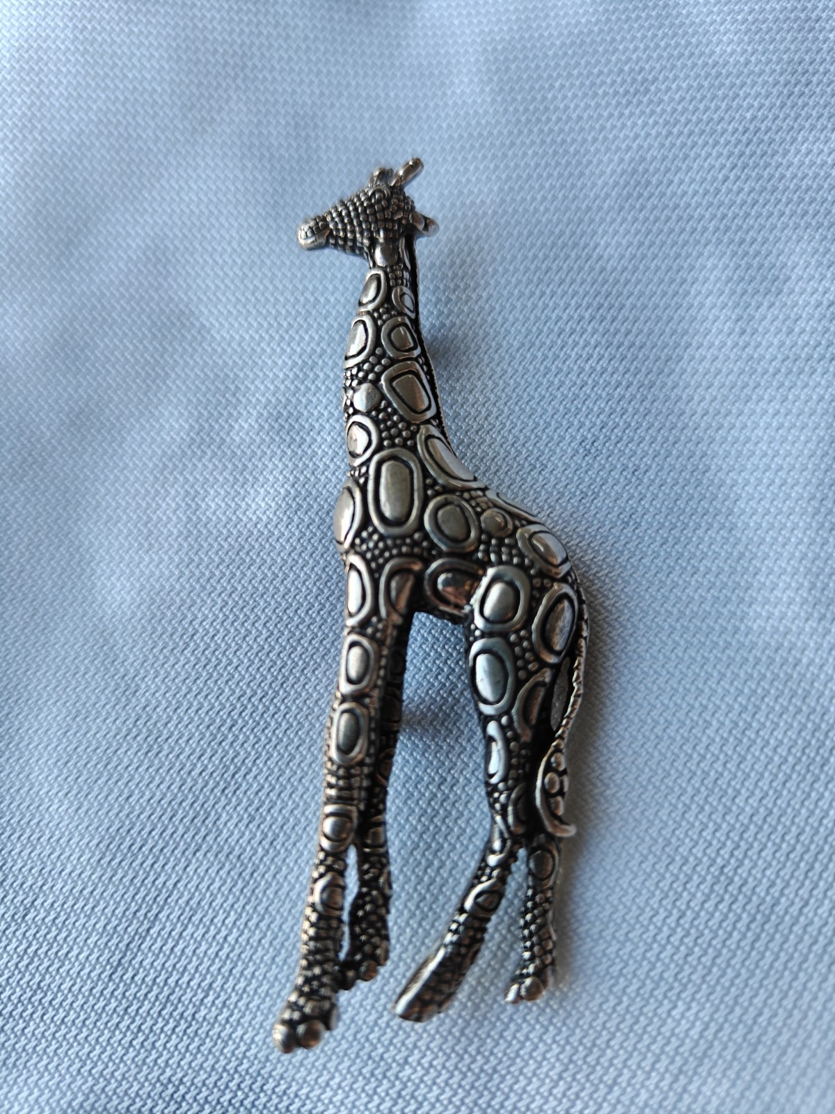 Handcrafted Solid Sterling Silver Pebbled Giraffe… - image 2
