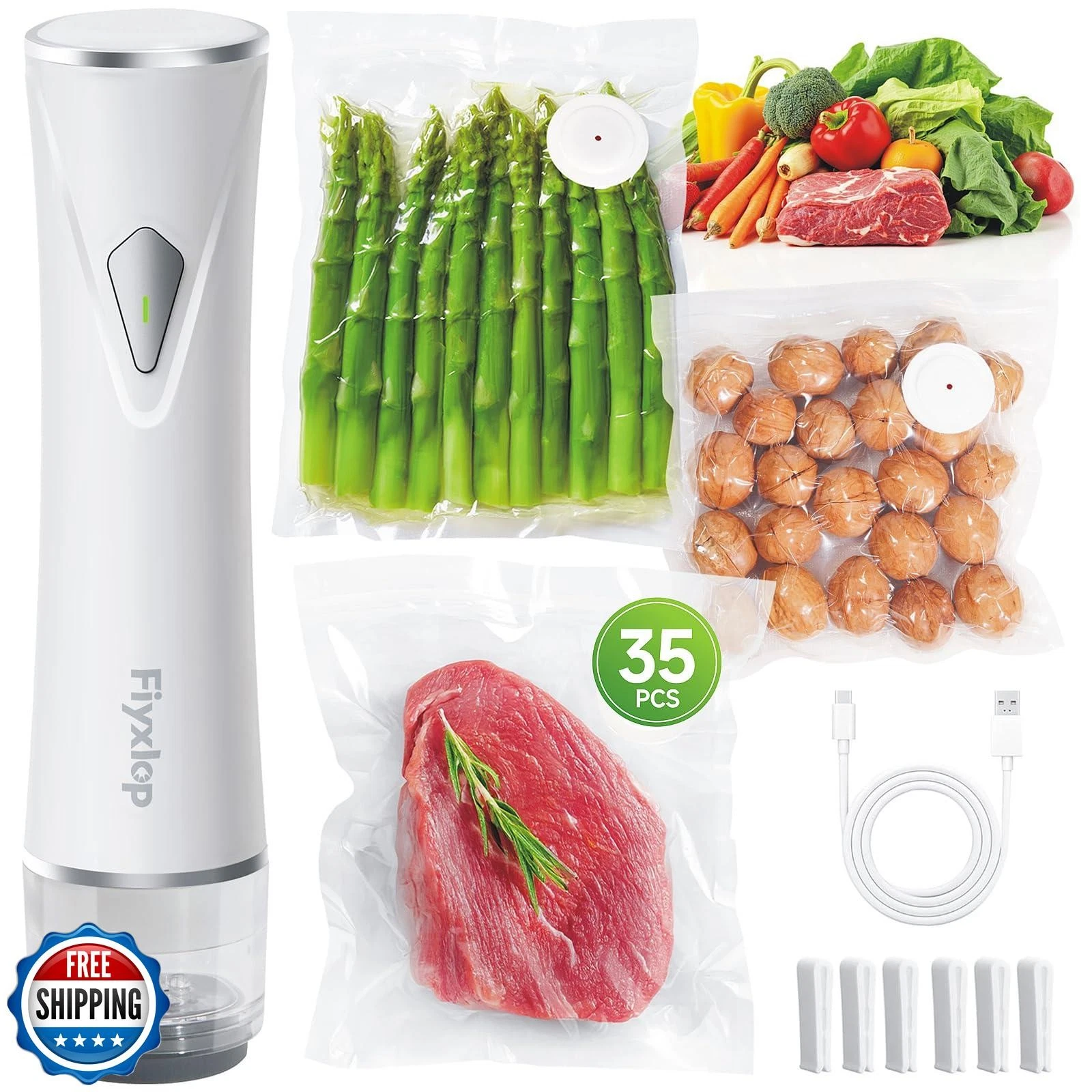 Fiyxlop Handheld Vacuum Sealer, Premium Vacuum Sealer for Food +