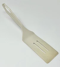 Vintage Nylon Plastic Slotted Spatula Long Blade Angled Almond Wear Marks Read