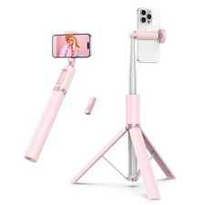 ATUMTEK 55" Selfie Stick Tripod, All-in-one Extendable Aluminum 55'', Pink